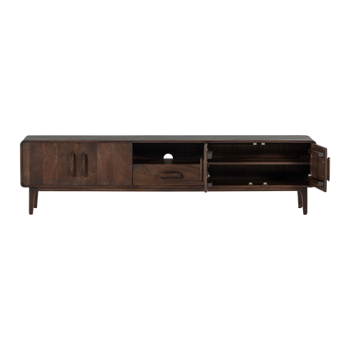 WOOOD tv meubel 200 cm Liya - Mangohout - Donkerbruin - 50x200x35