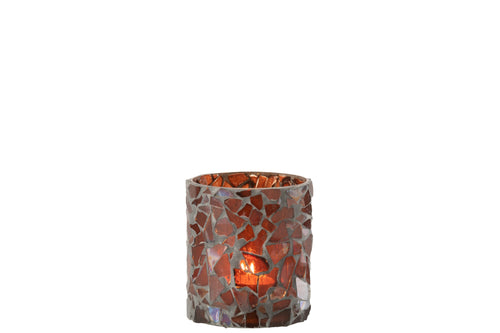 J-Line windlicht Mozaiek - glas - bruin - small - 2 stuks - vtwonen shop