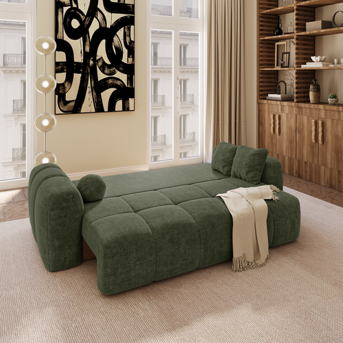 Premium Interiors - Slaapbank met opbergruimte SKY - kruisbinding vintage groen 260cm