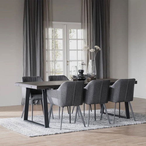 Rowico Home Brooklyn Houten Eetafel Donker Eiken - Zwarte Poten