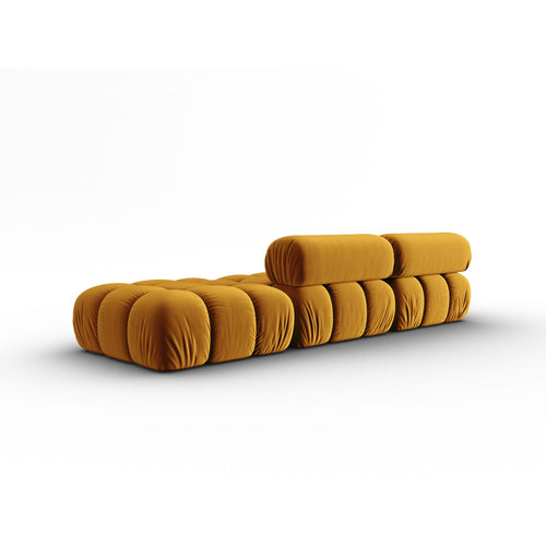 Cosmopolitan Design - Rechte modulaire bank Cortina 4-zits, flueel geel - 94x282x70cm