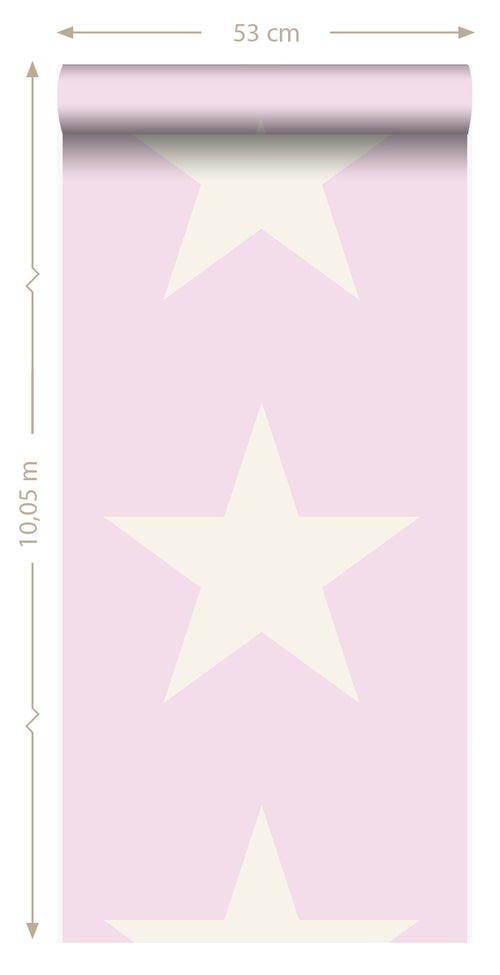 Origin Wallcoverings behang sterren glanzend roze en wit - 53 cm x 10.05 m - 346827