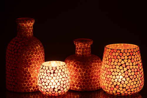 J-Line vaas Hart Mozaiek - glas - roze - large - Ø 10.5 cm