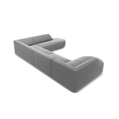 Cosmopolitan Design - Panoramische hoekbank Siena 7-zits, flueel grijs - 273x366x69cm
