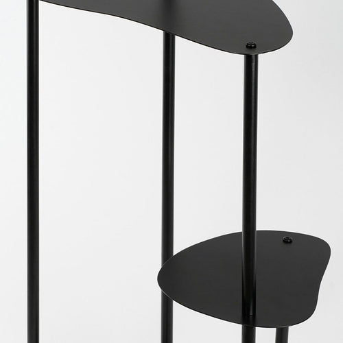 Mica Decorations Fonda Zwart - Plantenstandaard met Drie Plateaus - Metalen Plantenrek Industrieel Design - Plantensteun voor Kamerplanten - 47,5 x 27