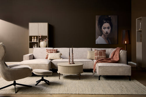 Mysofa Loungebank Floris - Beige Stof - 345x210x82cm