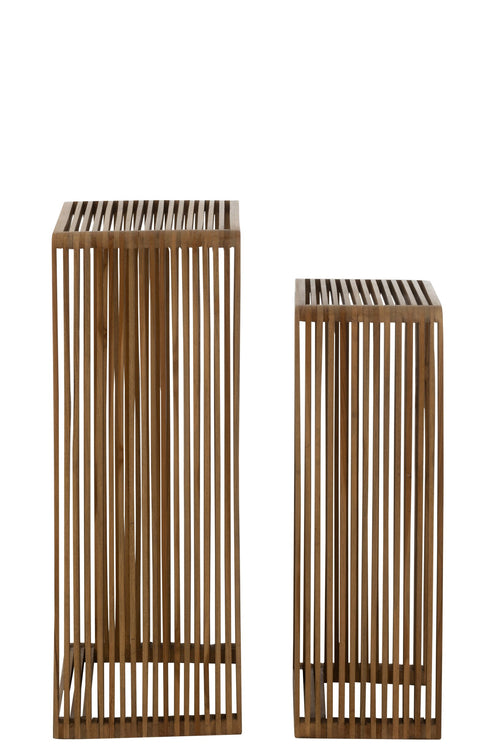 J-Line bijzetafel Kubus - hout - naturel - set van 2