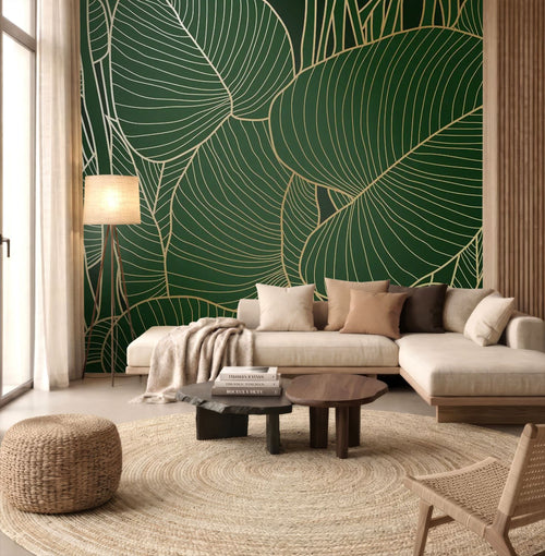 Sanders & Sanders fotobehang jungle bladeren groen en goud - 375 x 270 cm - 601455