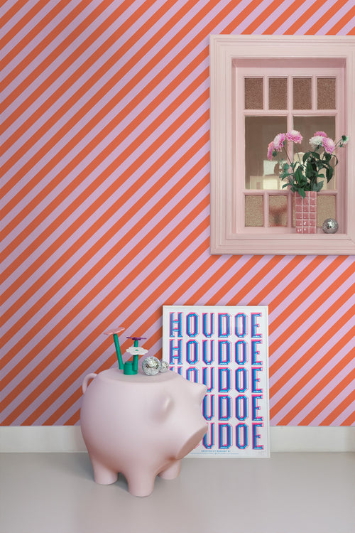 ESTAhome behang strepen lila paars en oranje - 53 cm x 10.05 m - 139956 - vtwonen shop