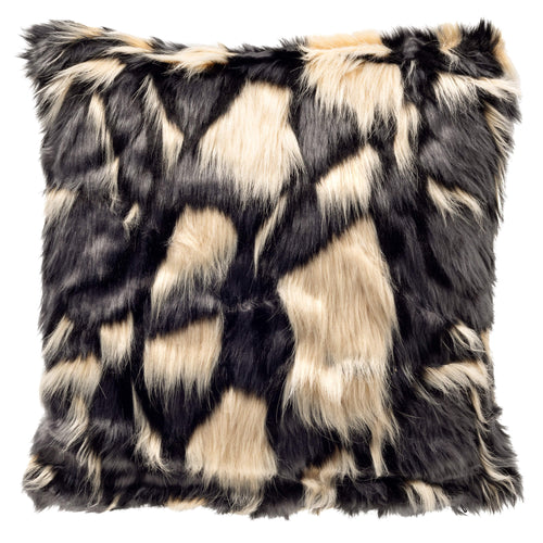 GARY - sierkussen 45x45 cm - imitatiebont - Dark Slate - zwart, beige