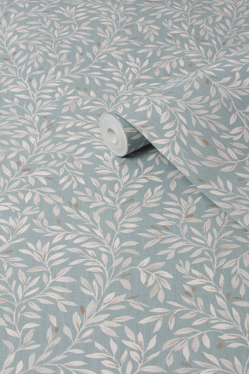 Next vliesbehang Ditsy Leaf blauw 10mx52cm