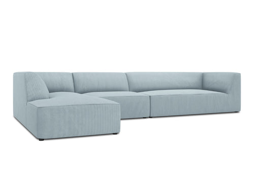 Micadoni linker hoekbank Ruby 5-zits, ribfluwelen, lichtblauw - 180x366x69cm