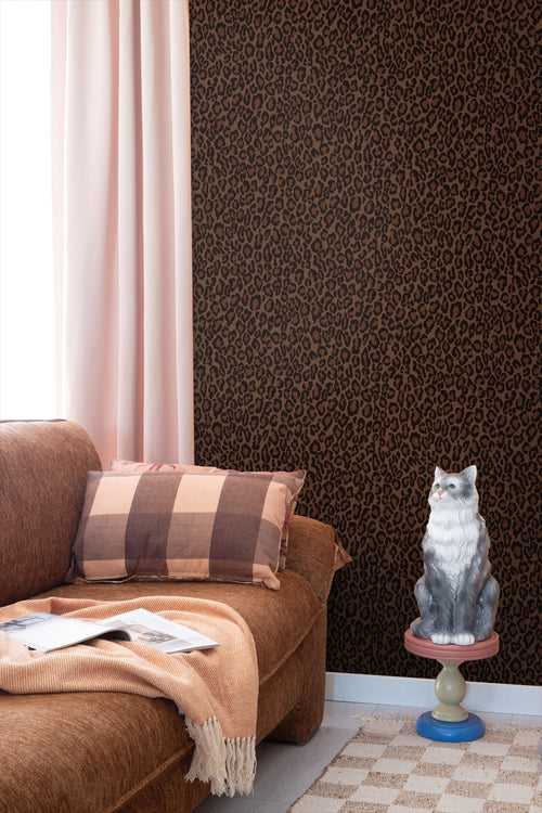 ESTAhome behang panterprint donkerbruin - 50 x 900 cm - 131401 - vtwonen shop