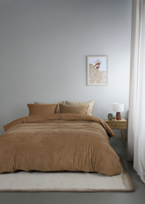Ambiante Plush Teddy dekbedovertrek - Lit Jumeaux - 240x200/220 - Bruin - vtwonen shop