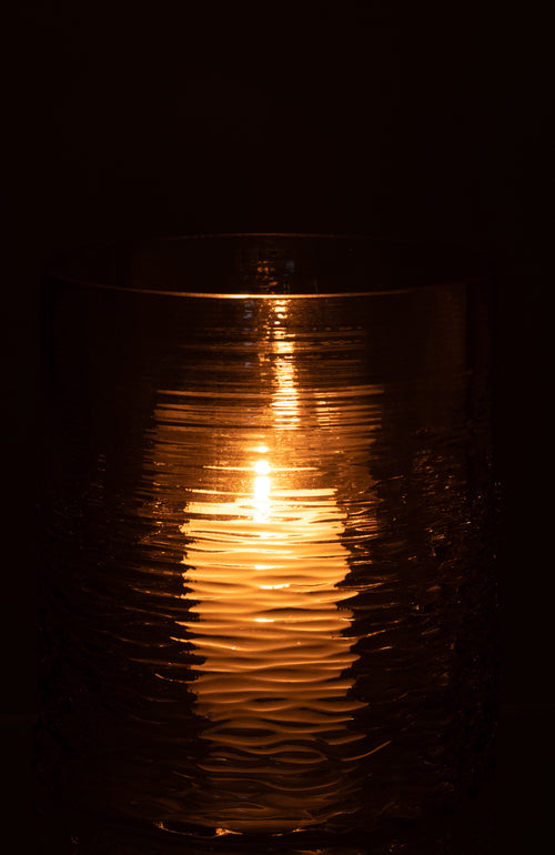 J-Line windlicht Zee - glas - grijs - small