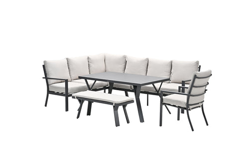 Sergio aluminium lounge-diningset - 8-persoons - links - zand - vtwonen shop