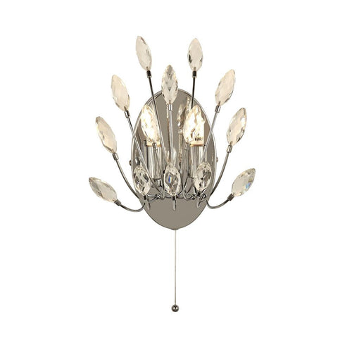 Searchlight Peacock 2-lichts wandlamp, kristal