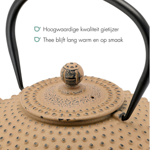 Bredemeijer - Gietijzeren theepot Xilin - 1,25 liter - Camel - Met filter - vtwonen shop