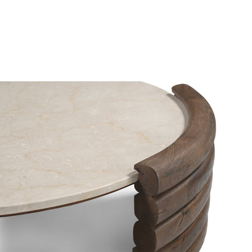 DÉJA Living Salontafel Tobo - Rond Donkerbruin/Marmer - 90x90x30cm
