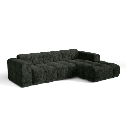 Premium Interiors - Rechthoekige hoekbank BLOOM - gewaafd fluweel antracietgrijs 290cm
