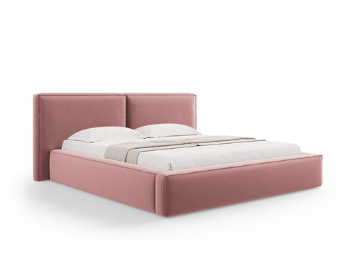 Micadoni Opbergbed met hoofdeinde Jodie 180x200cm, flueel, roze - 228x234x108cm
