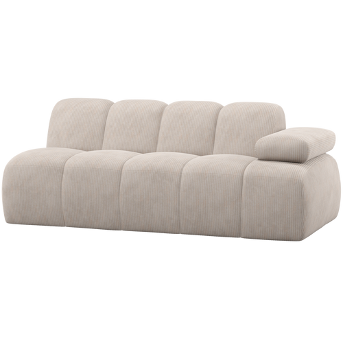 WOOOD 2-zits element bank arm rechts Mojo - Ribstof - Ecru - 74x204x97