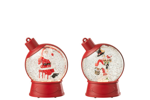 J-Line hanger Waterbol Peperkoekman + Kerstman - kunststof - rood - 2 stuks