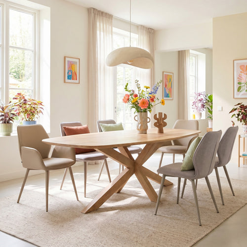 Starfurn Eettafel Nina - Deens Ovaal Naturel Hout - 240x110x76cm