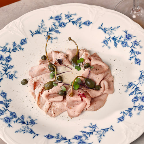 Bonbistro - Plat bord 27,5cm blue flower Retro - Set van 6