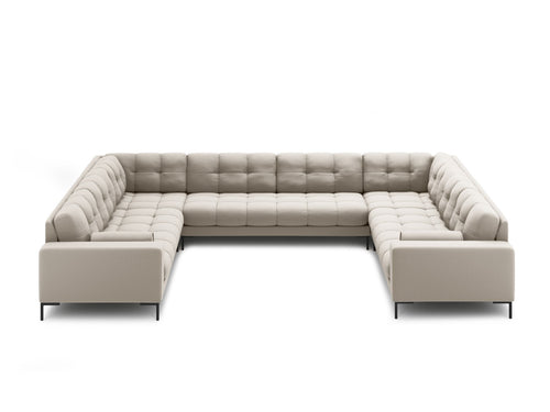 Cosmopolitan Design Panoramische bank Bali 9-zits, structurele stof, beige - 256x327x75cm