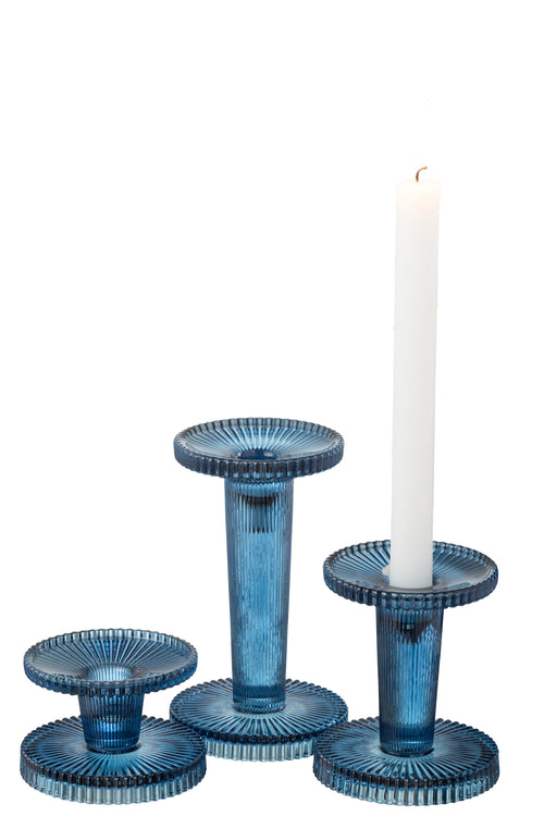 J-Line kaarshouder Nelly - glas - blauw - 3 stuks - vtwonen shop