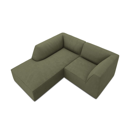 Cosmopolitan Design - Modulaire hoekbank links Siena 3-zits, ribfluwelen groente - 180x186x69cm