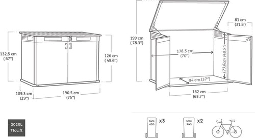 Keter Venetian Opbergkast 2020L - 190x109x132,5 cm - Bruin - vtwonen shop