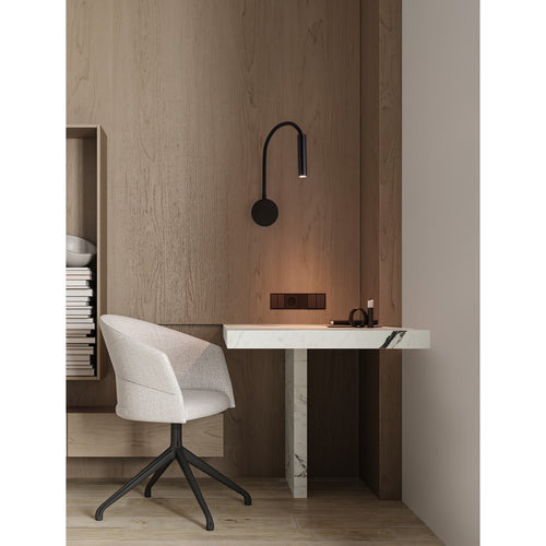 Nova Luce SONICA Leeslamp voor aan de muur, zandkleurig zwart, LED 6W 453lm 3000K IP44, aan/uit-schakelaar