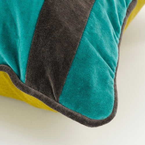 In The Mood Collection Clair Sierkussen - L45 x B45 x H10 cm - Katoenfluweel - Groen, Grijs