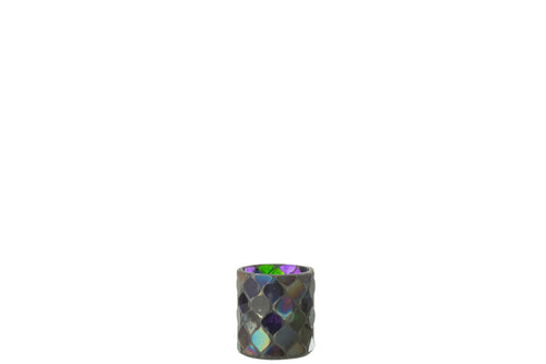 J-Line windlicht Mozaiek - glas - paars - small - 2 stuks