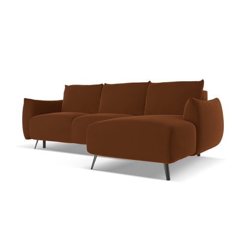 LaMiaSofa hoekbank rechts Genova - velours - terracotta - 242x162x86