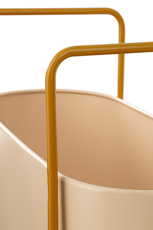 Mica Decorations Shandy Staande Plantenbak - L54 x B23 x H48 cm - Metaal - Off White, Lichtbruin