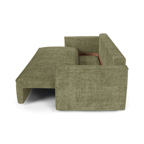 Premium Interiors - Slaapbank met opbergruimte  - corduroy olijfgroen 254cm