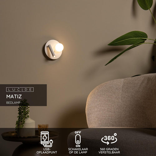 Lucide bedlamp MATIZ - Geïntegreerde LED - Wit - vtwonen shop