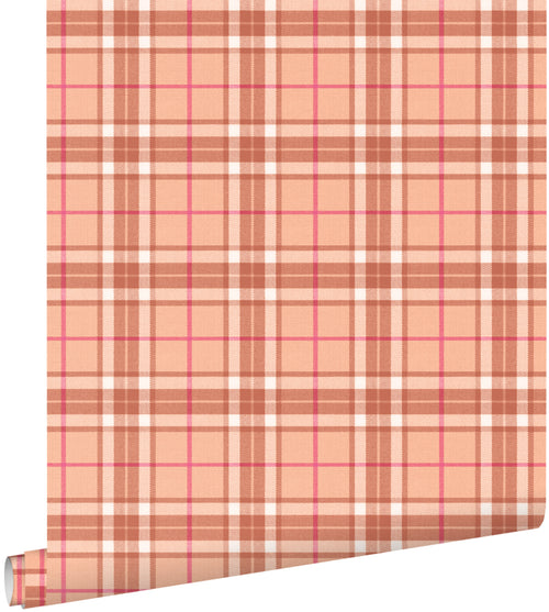 ESTAhome behang ruiten oranje en bruin - 50 x 900 cm - 132028