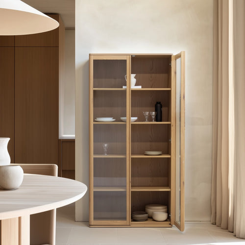 DÉJA Living Vitrinekast Juliette - Naturel - Eikenhout - 97x48x200cm - vtwonen shop