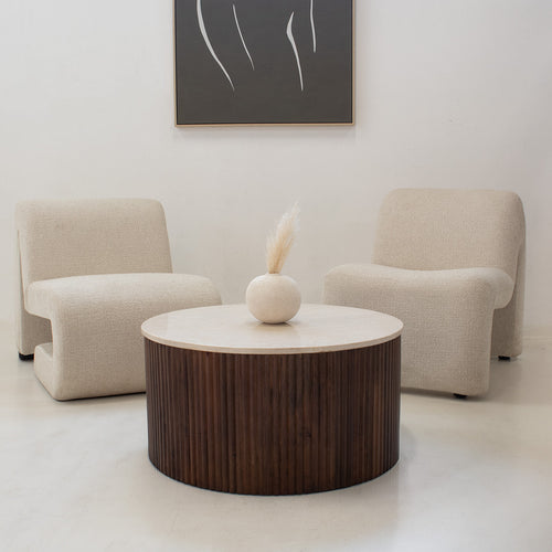 Giga Meubel Salontafel Davi - Rond - Donkerbruin - Marmer - Ø70cm - vtwonen shop