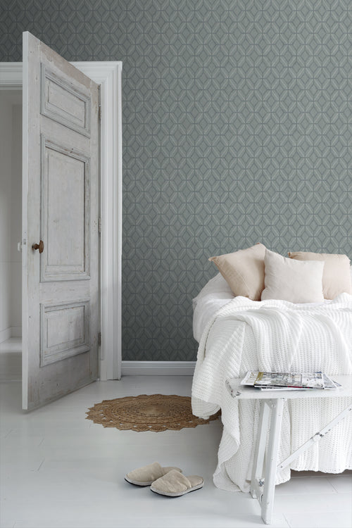 Borastapeter behang grafisch motief groen - 53 cm x 10.05 m - 660548 - vtwonen shop