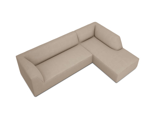 Micadoni rechter hoekbank Ruby 4-zits, structurele stof, donkerbeige - 180x273x69cm