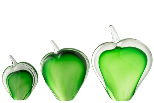 J-Line presse-papier Malum - glas - groen/transparant - set van 3