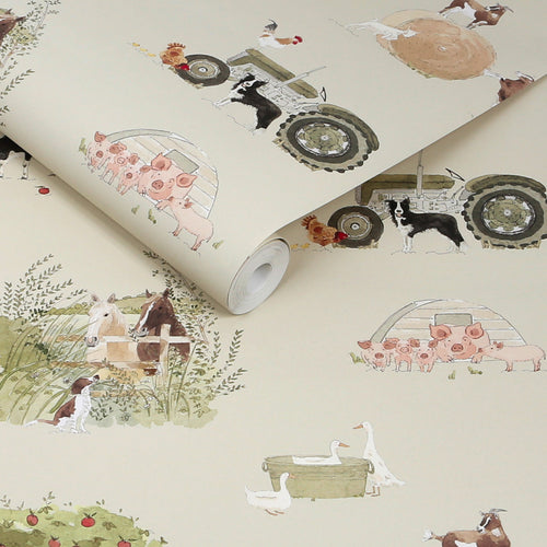 Sophie Allport Vliesbehang Kinderkamer - Farm Friends Hambleton Sage