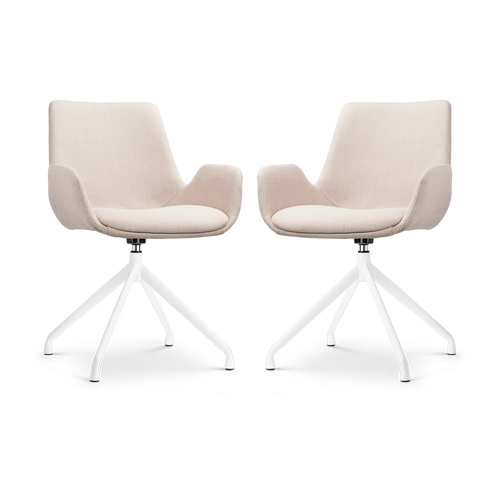 Nolon Nola-Eef Draaibare Eetkamerstoelen Beige - Wit - 2x