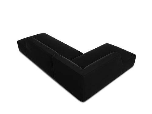 Micadoni linker hoekbank Ruby 4-zits, flueel, zwart - 180x273x69cm