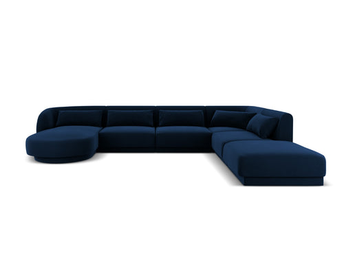 Cosmopolitan Design Panoramische hoekbank rechts Tulum 6-zits, flueel, koningsblauw - 255x330x70cm